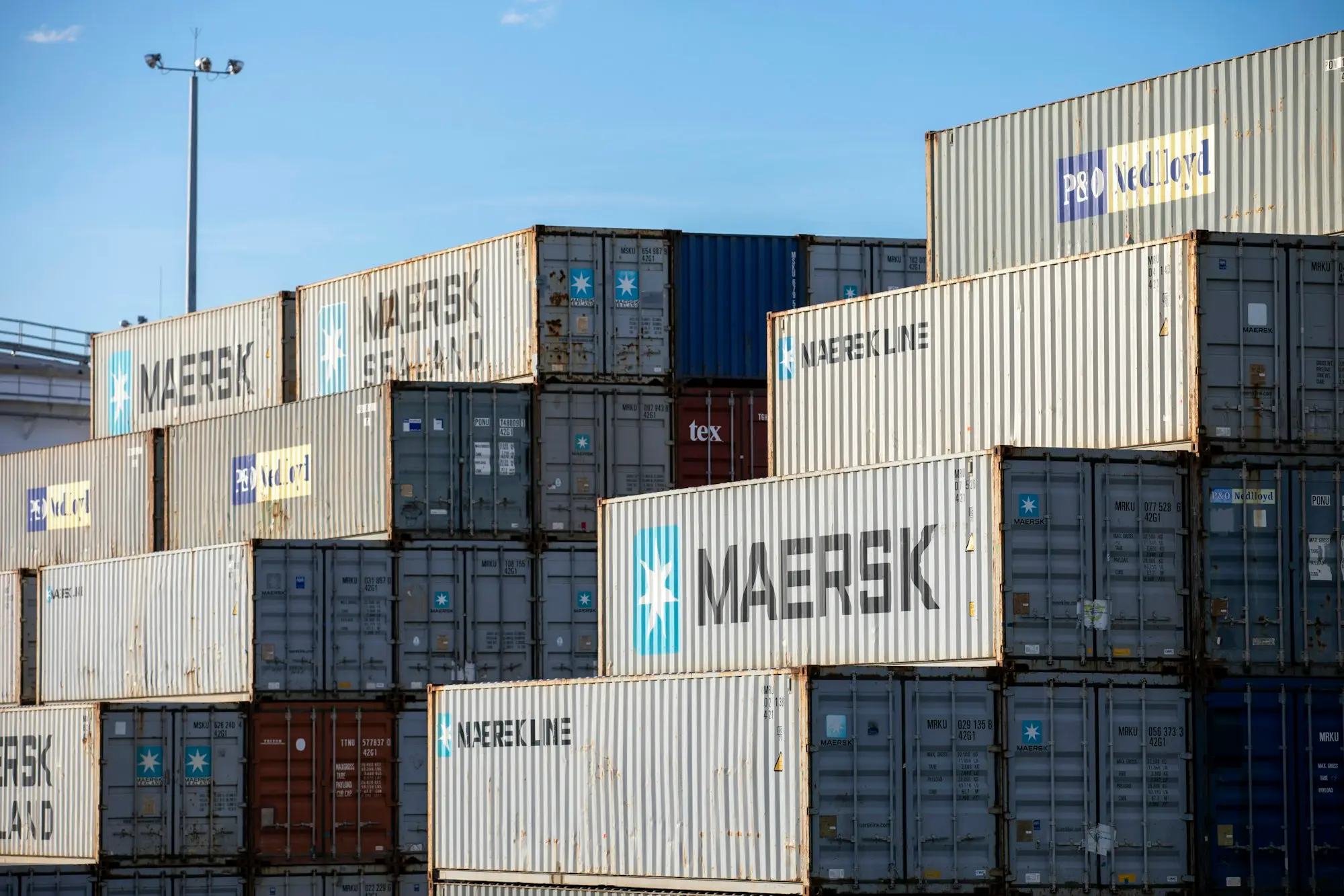 Stacked shipping containers at Port Botany, Sydney